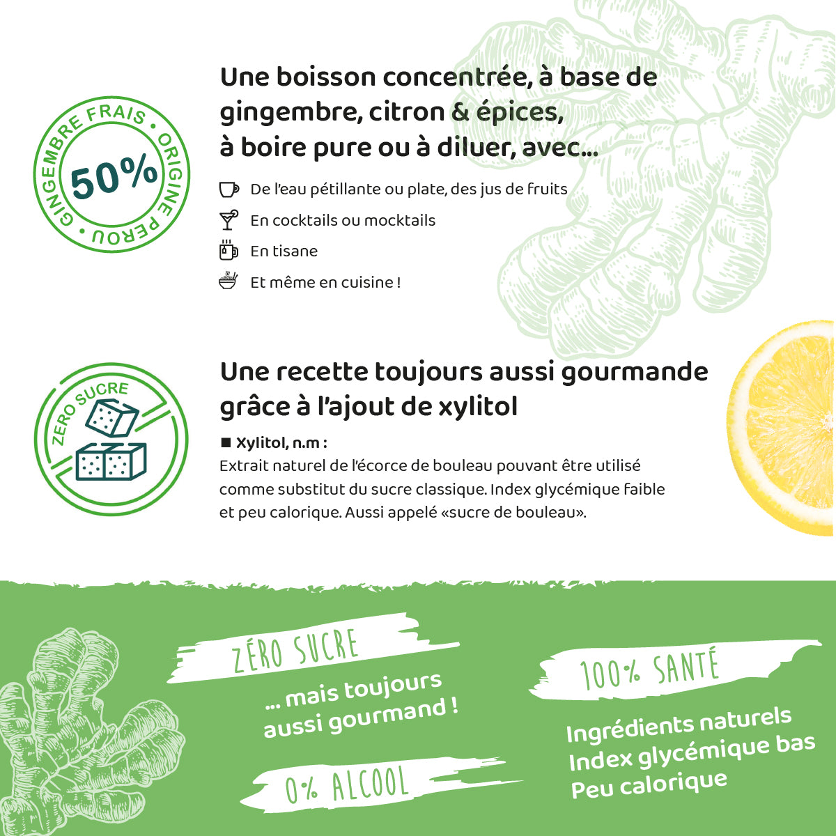 Le Ginger Aloe Vera Réduit en Sucre Pouch 1 litre