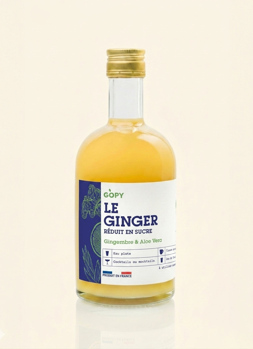 Le Ginger Gopy concentré aloe vera 500ml réduit en sucre bio